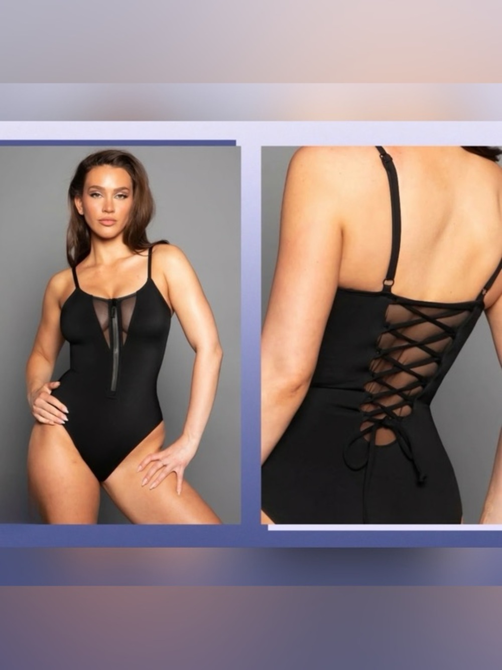 Black Ta3 Lace-Up One-Piece Swimsuit - Women Swim One Pieces
